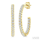 1/2 Ctw French Pave Set Round Cut Diamond Fashion Half Hoop Earring in 14K Yellow Gold
